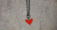 Red heart necklace zm 20 by Zsuzsi Morrison